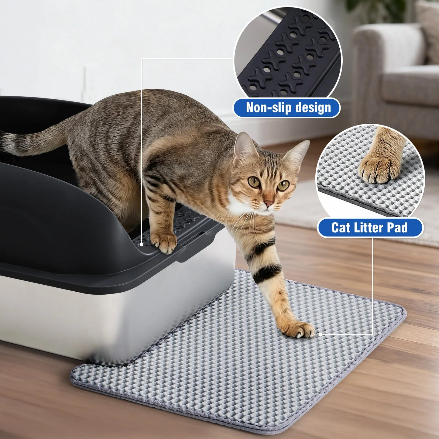 Stainless Steel Cat Litter Box With Lid Scoop Mat Included