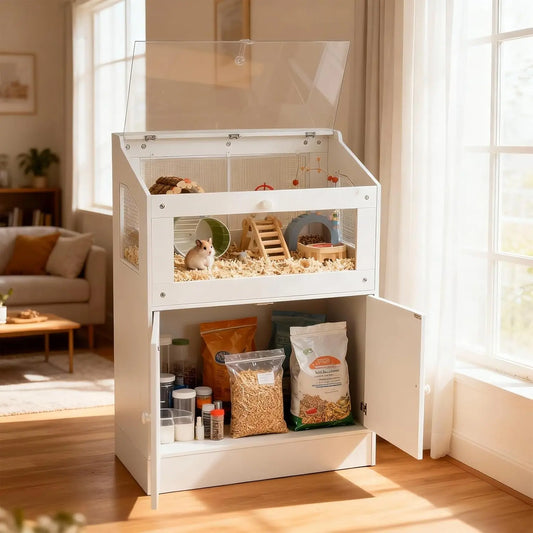 HiMISS Acrylic Animal Cage With Storage Cabinet Hamster