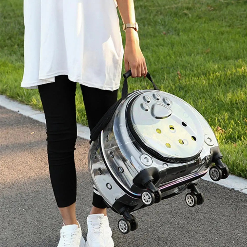 Pet Trolley Case With Ventilation Holes For Cats Silent Wheels