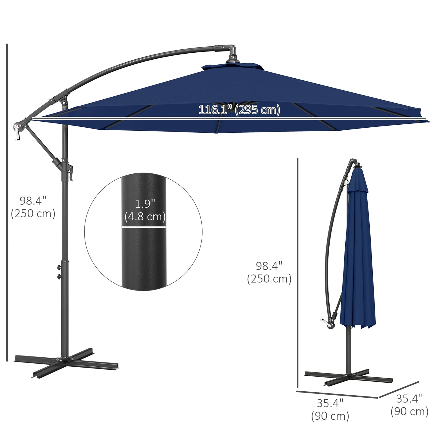 Cantilever Patio Umbrella With UV And Water Resistant Canopy