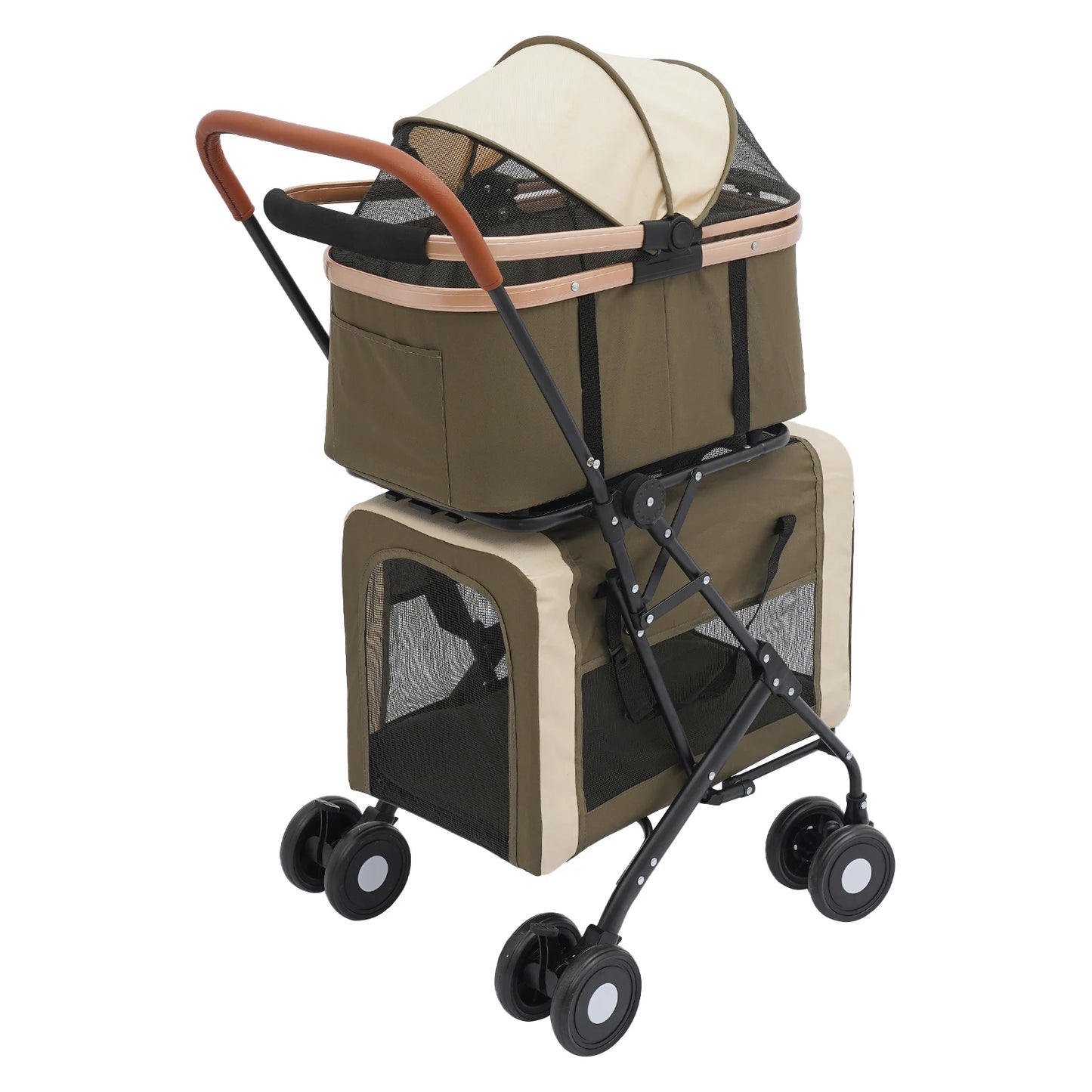 Foldable Pet Stroller 2-Tier Carrier For Dogs And Cats