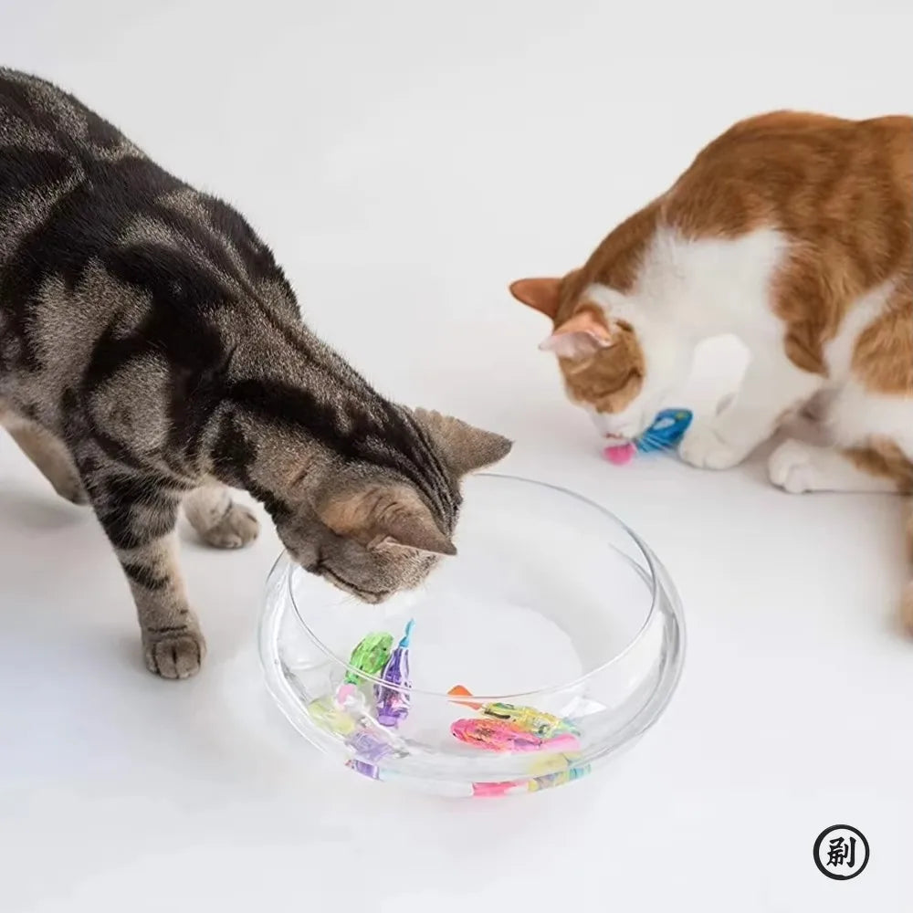 LED Inductive Robotic Cat Toy Interactive Swimming Fish Stimulates Kitten