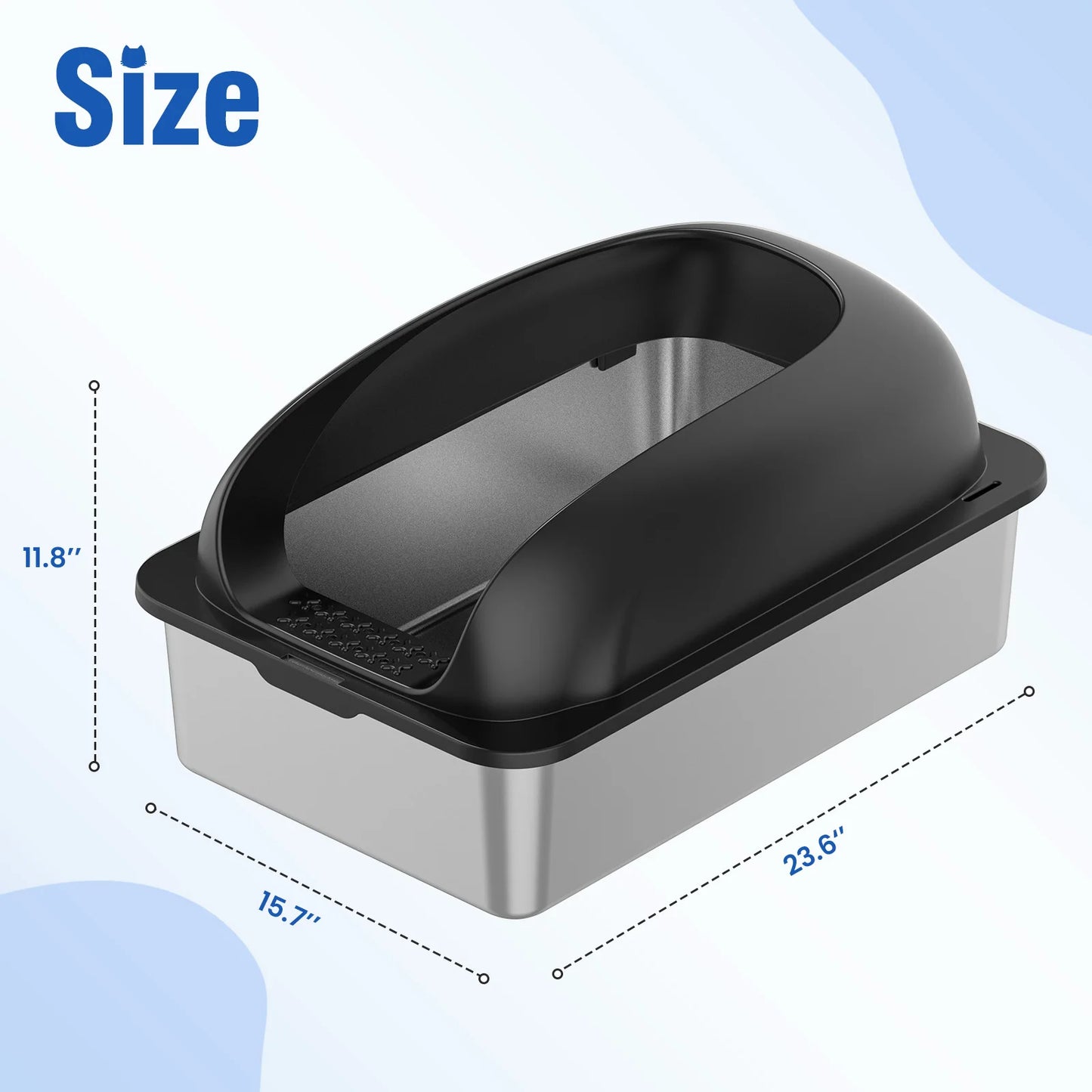 Stainless Steel Cat Litter Box With Lid Scoop Mat Included