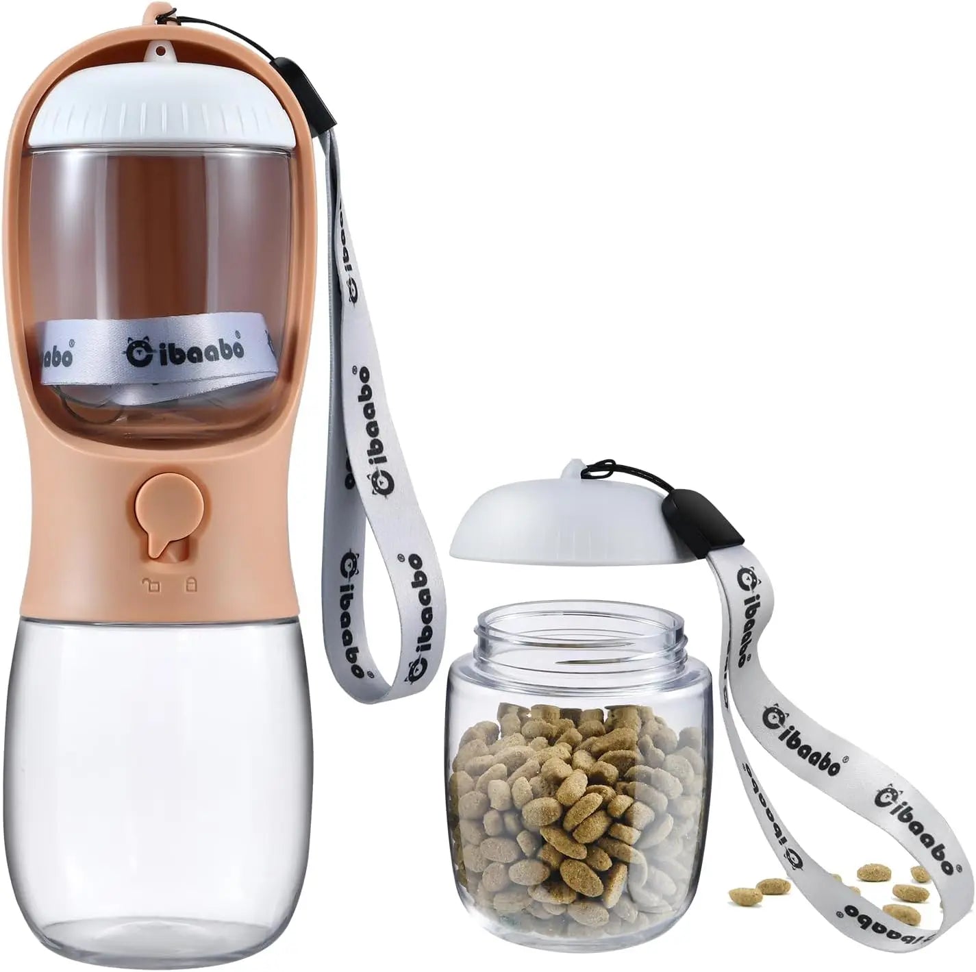 Cibaabo Dog Water Bottle With Food Container Travel Dispenser