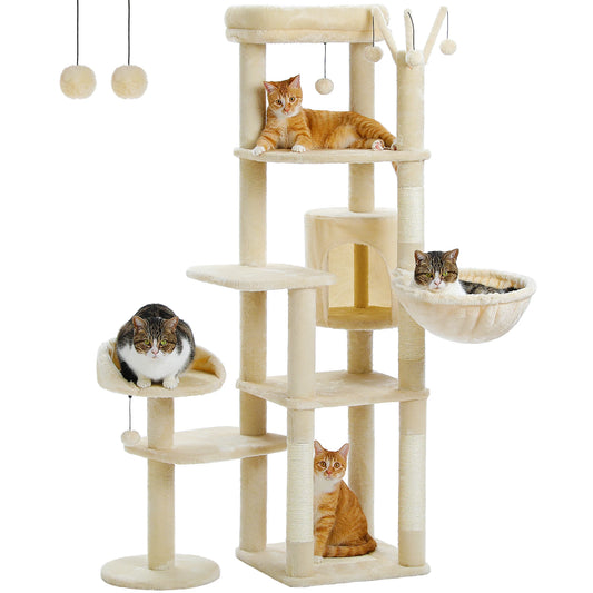 PEQULTI Multi Level Cat Tree With Scratching Posts And Hammock