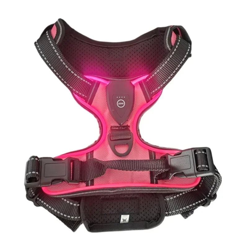 LED Luminous Dog Harness No Pull Adjustable Vest for Outdoor Walking