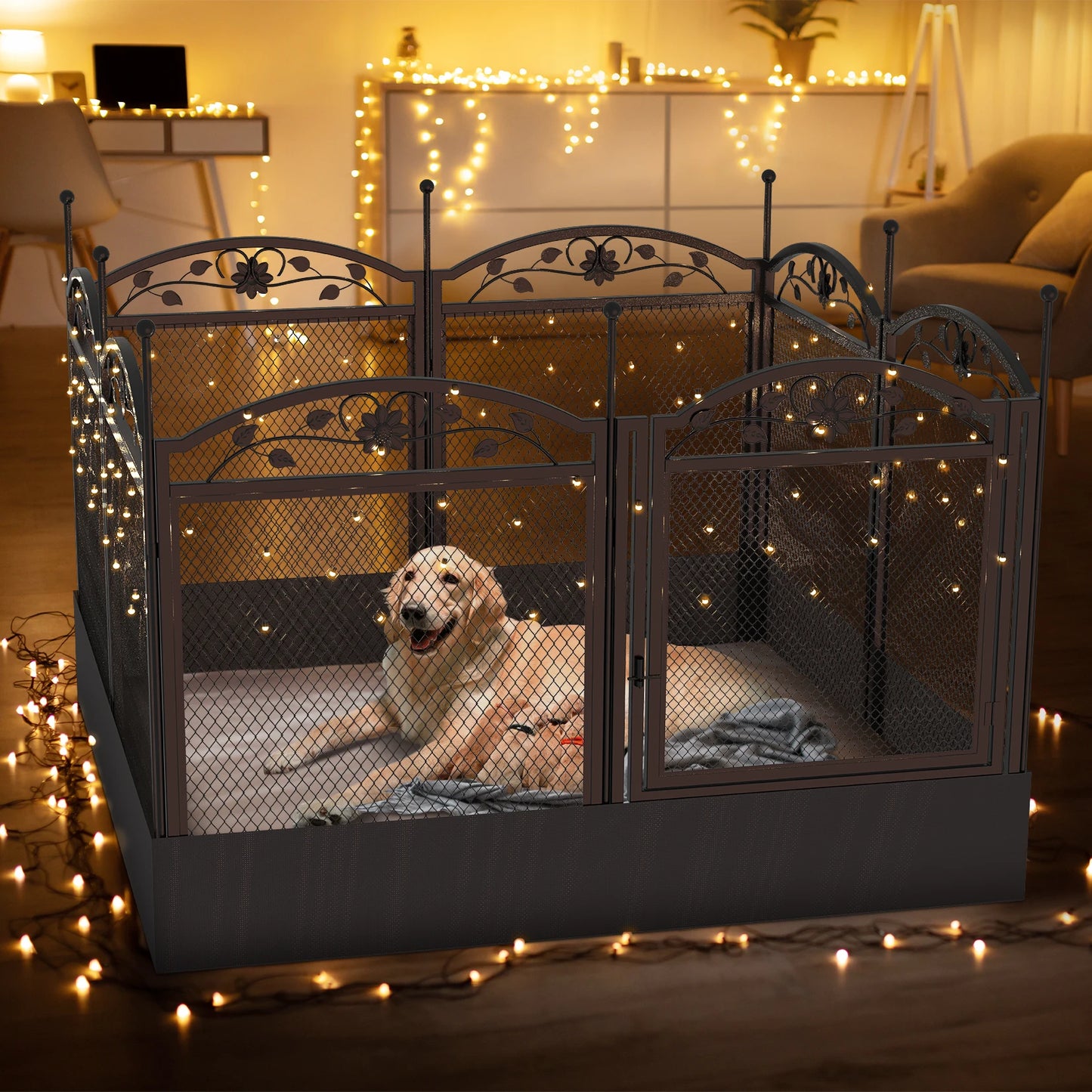 BINGOPAW Metal Dog Playpen With Gate Foldable Exercise Fence