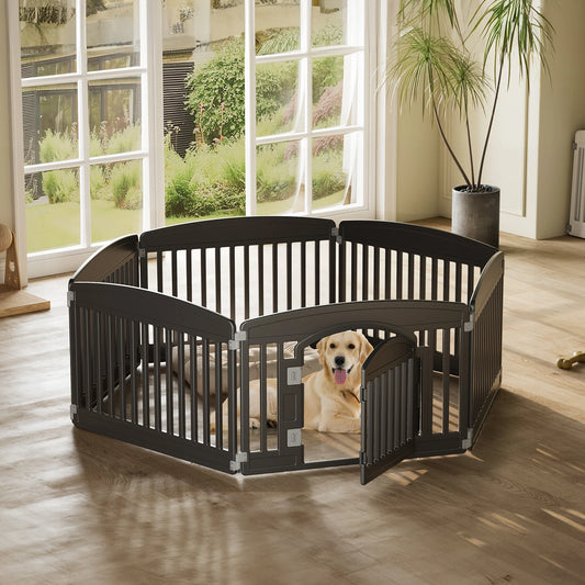 JHK Plastic Dog Playpen 6-Panel Expandable Pet Fence For Dogs