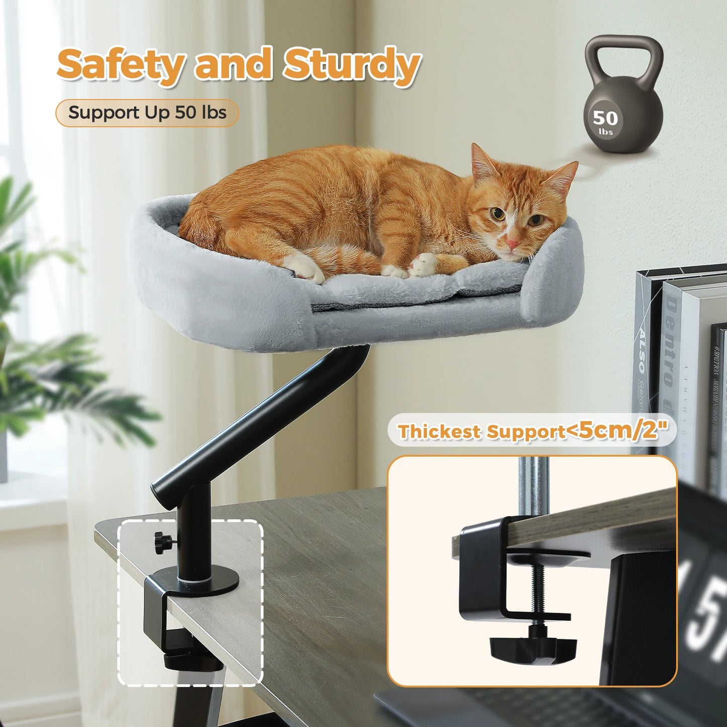 PAWZ Road Cat Desk Bed Rotatable Stand With Plush Hammock