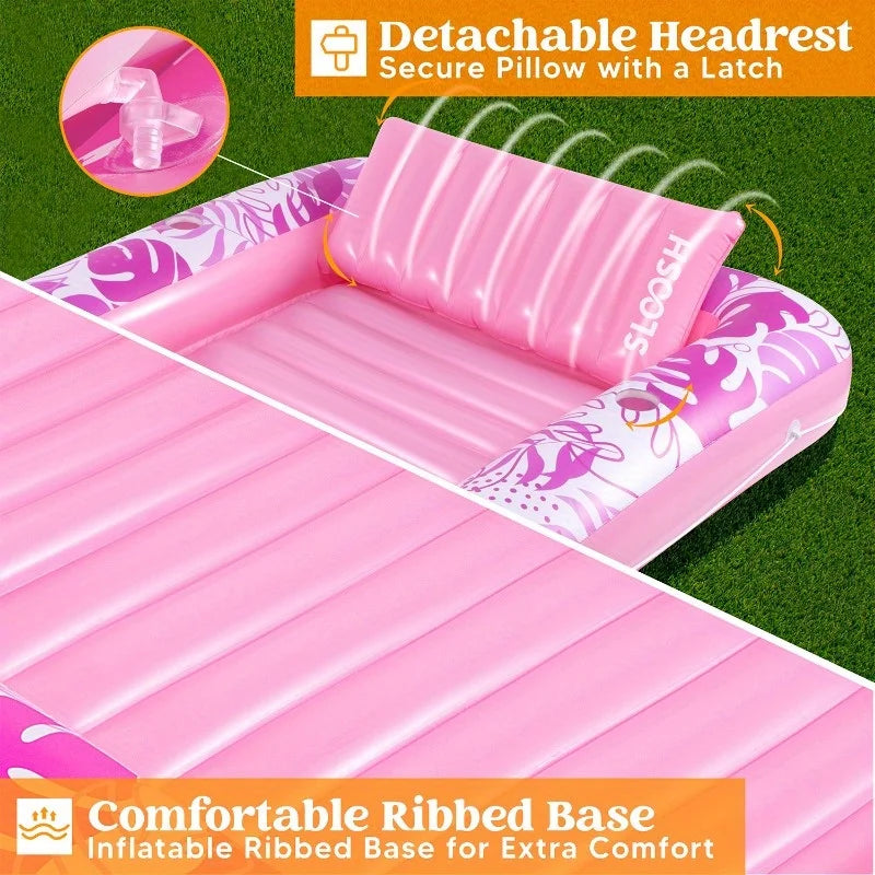 Joyfy Inflatable Pool Lounger Float With Pillow For Sunbathing