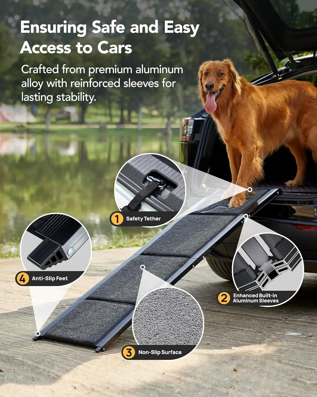 Upgraded Folding Dog Ramp For Car With Non Slip Surface