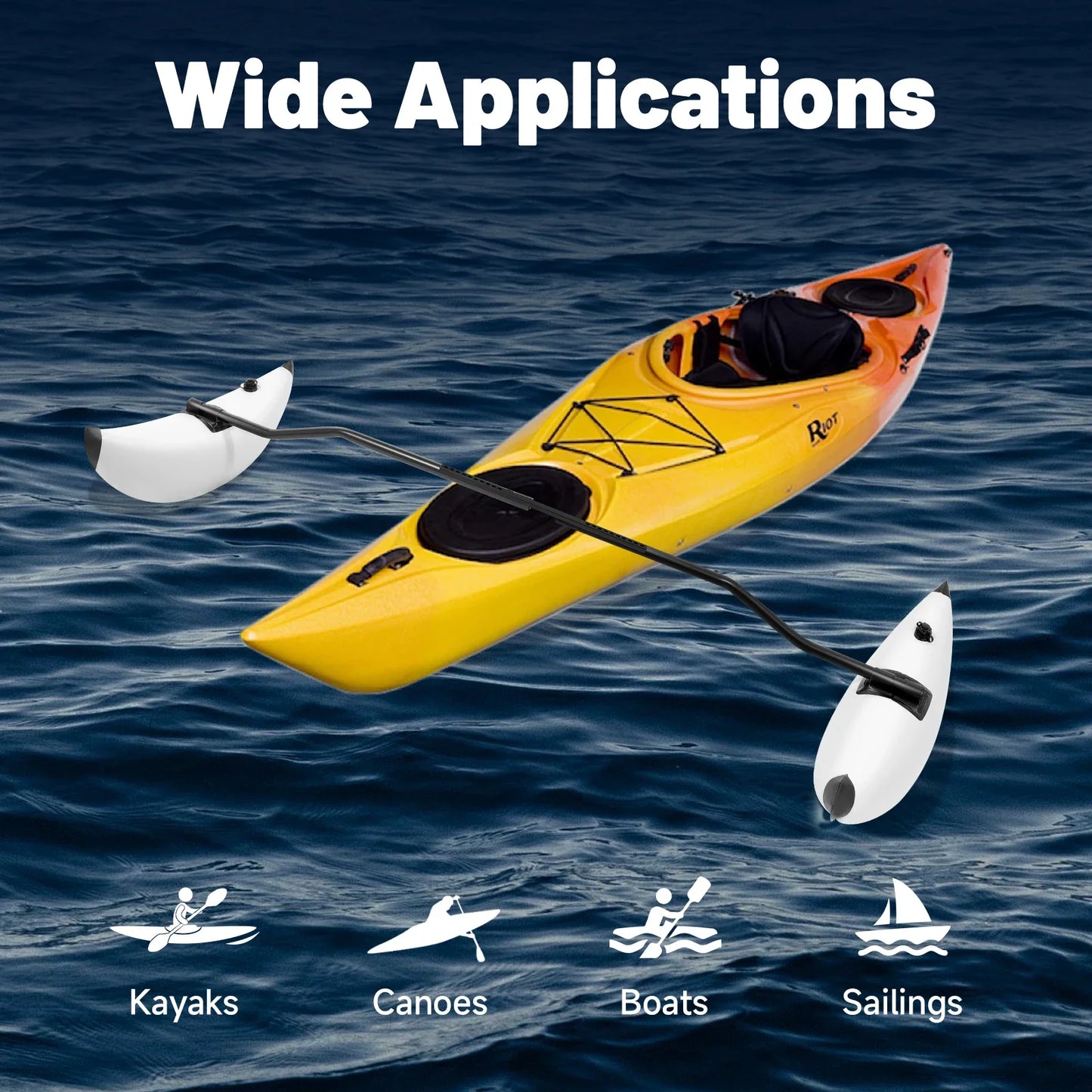 Kayak Outrigger Stabilizers 2-Pack PVC For Kayaks And Canoes