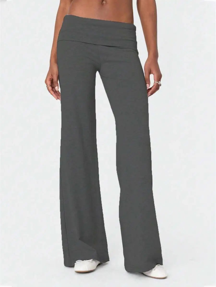Fold Over Waist Wide Leg Yoga Pants For Women Lounge