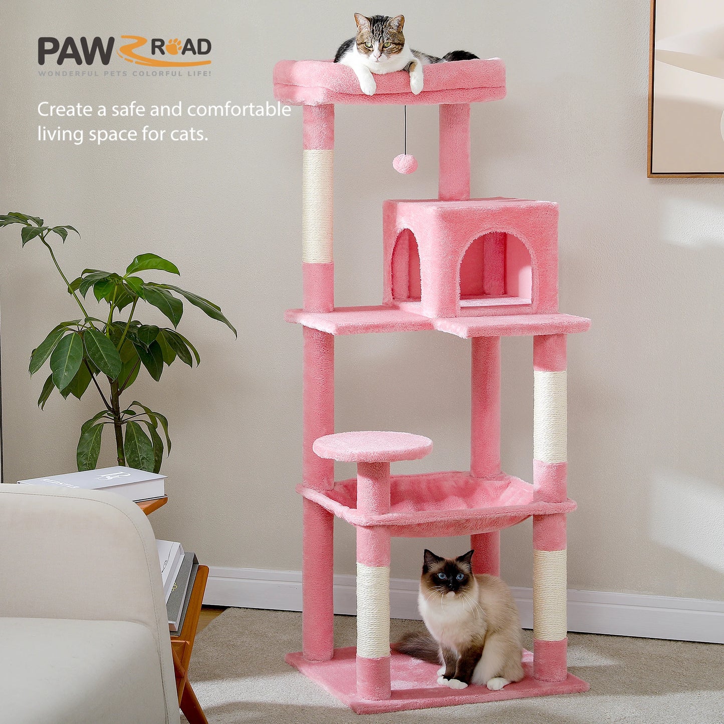 PAWZ Road Cat Tree Indoor Multi Level Tower With Hammock