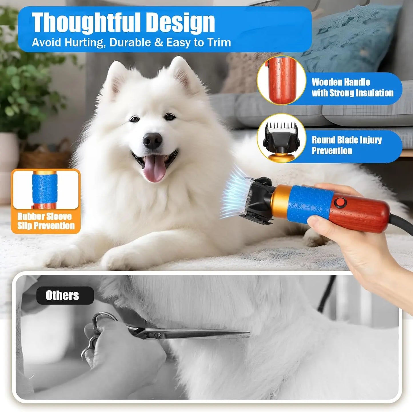 Pet Grooming Clipper For Cats And Dogs With Limit Combs