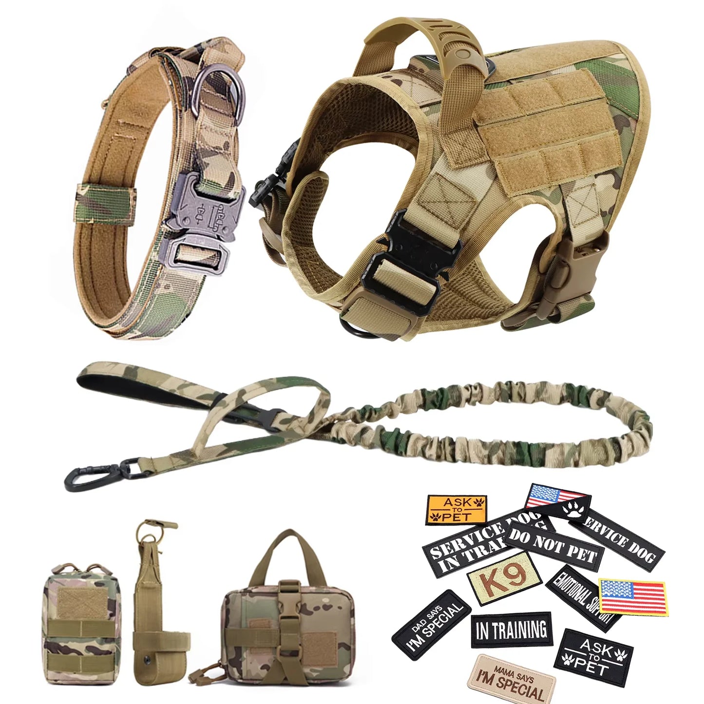 Military Large Dog Harness Vest Set For Malinois Training Accessories