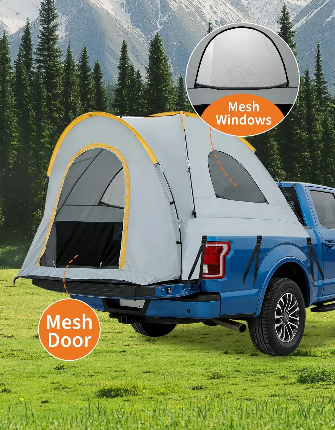 Waterproof Truck Bed Tent With Awning Compatible With Silverado F150