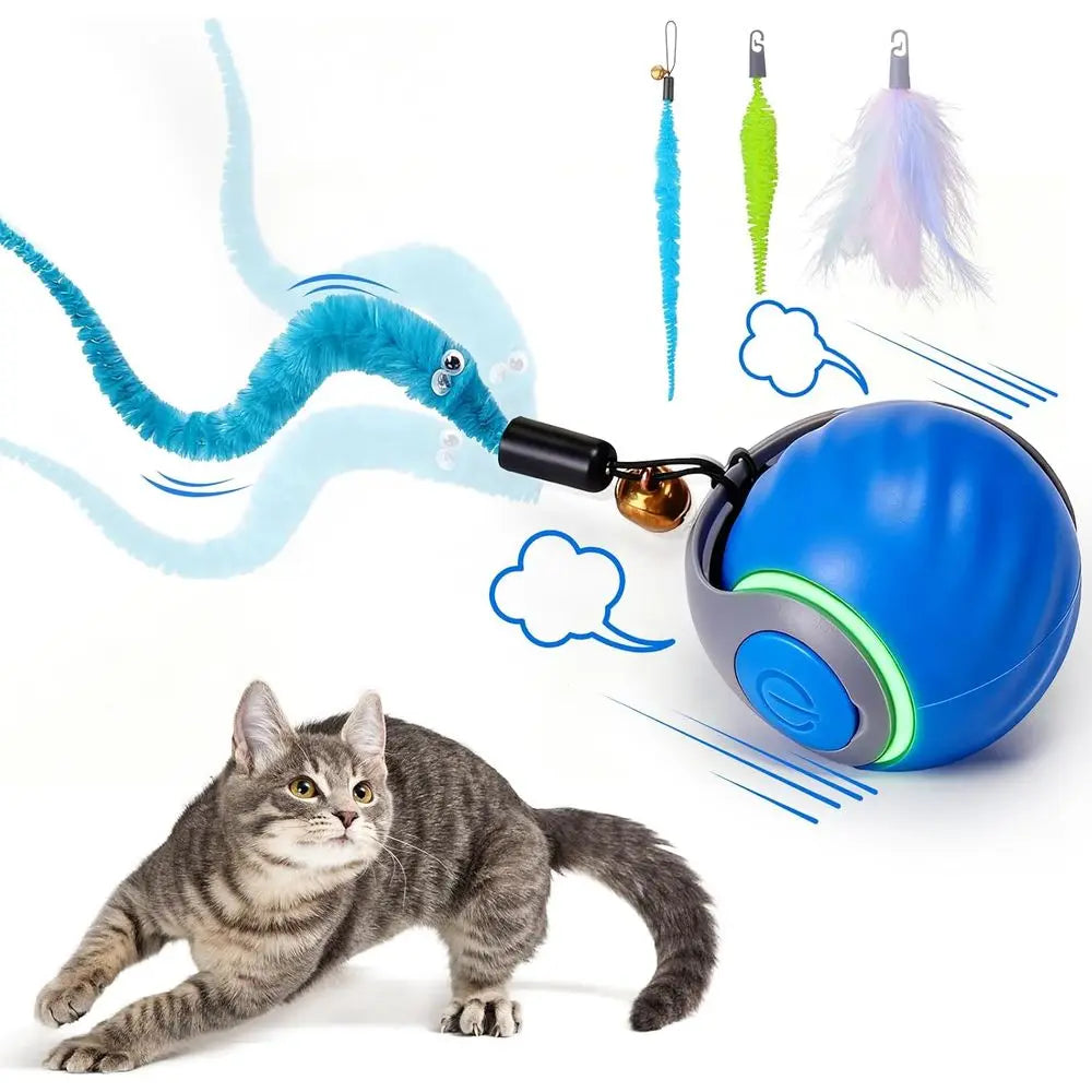 Interactive Cat Toy Ball With Automatic Rolling And Rechargeable Enrichment