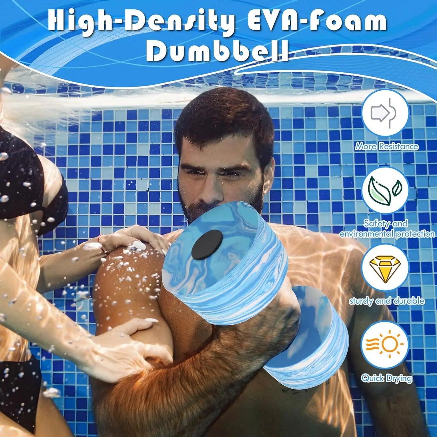 Aqua Foam Dumbbells for Water Aerobics and Pool Fitness