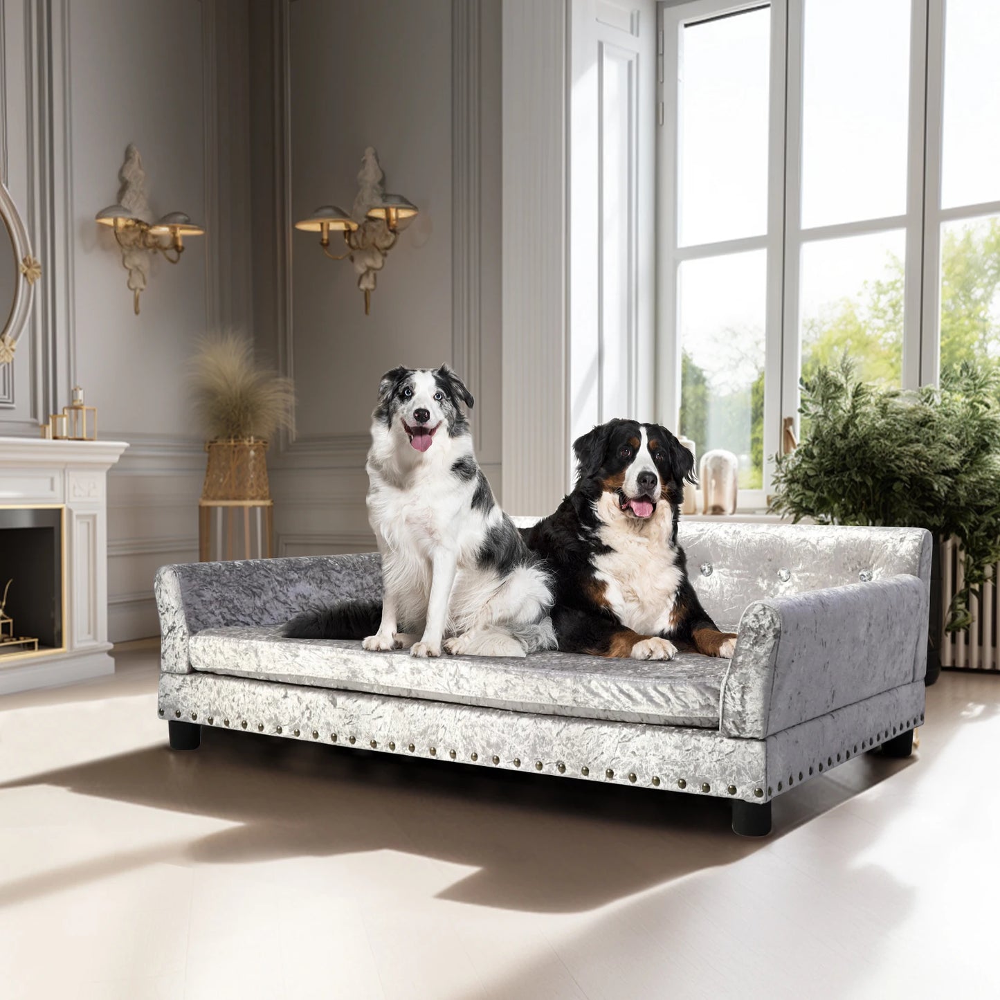 BORWART Heavy Duty Pet Sofa Raised Dog Bed Cushioned Couch Lounge