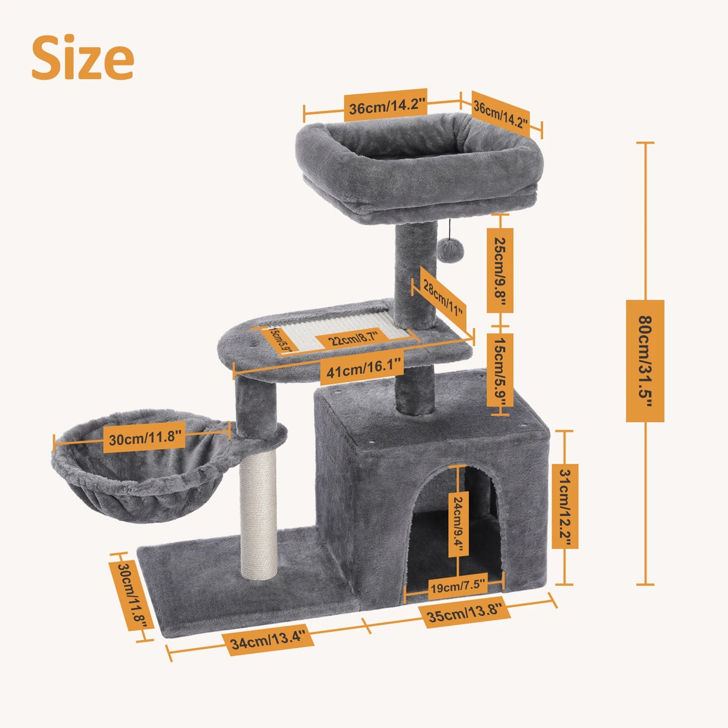 Premium PAWZ Road Cat Tree Tower With Scratching Posts