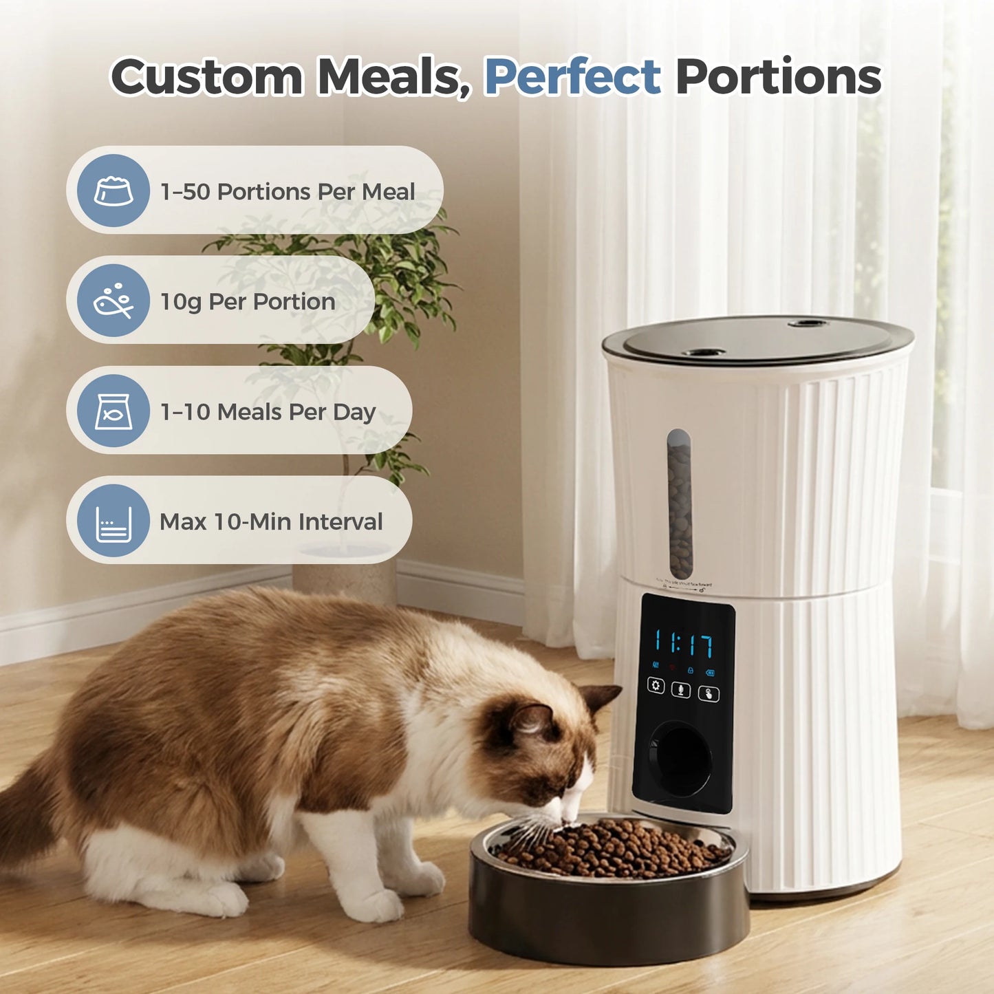 JHK Automatic Cat Feeder With WiFi App Control Dual Power
