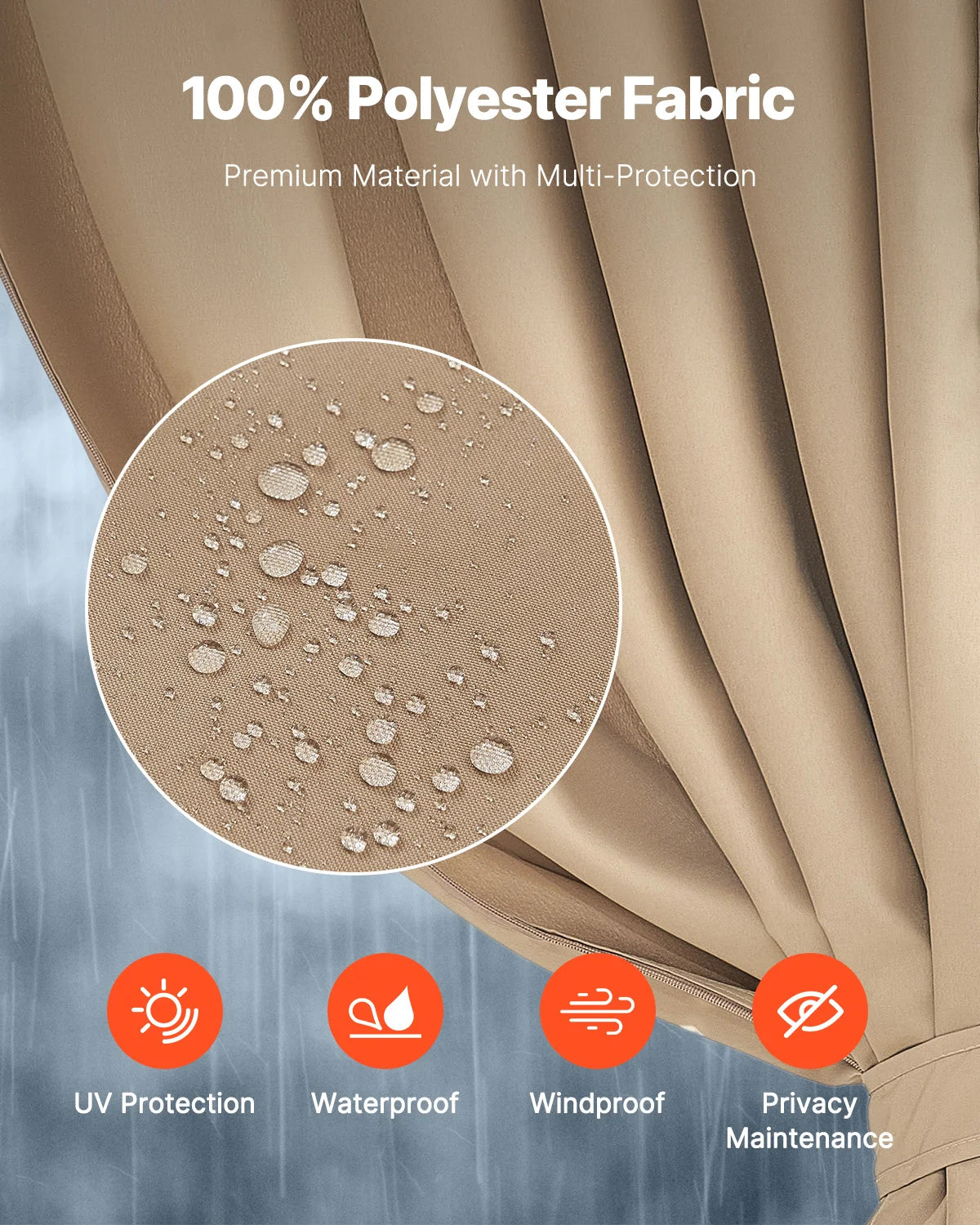 SucceBuy Gazebo Curtain Set 4 Panel Sidewall Privacy With Zippers Patio