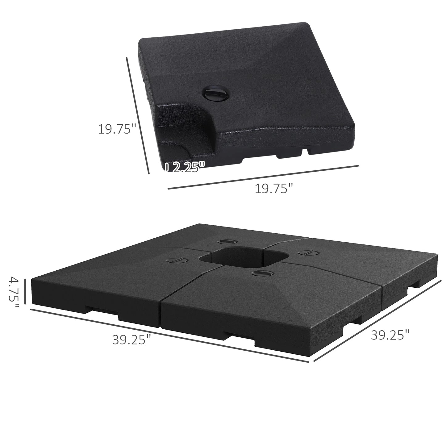 Cantilever Patio Umbrella Base Set, 4 Pieces, 176 Lbs Water or 264 Lbs Sand