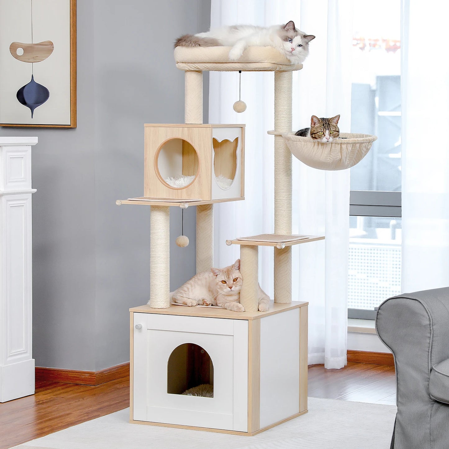 PAWZ Ro Multi Level Indoor Cat Tree With Scratching Posts