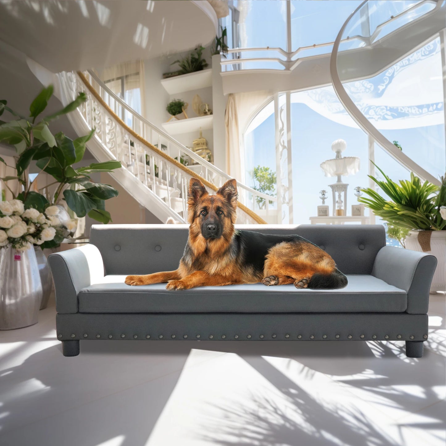 BINGOPAW Elevated Rectangle Leather Dog Bed For Indoor Comfort