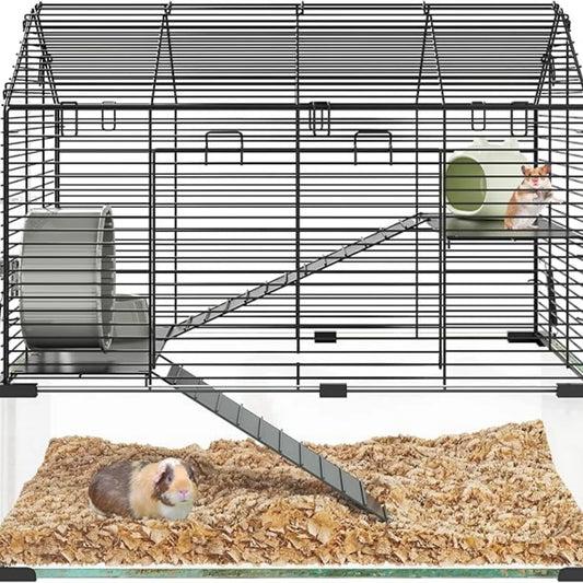 HiMISS 3 Tier Hamster Enclosure With Metal Glass Cage