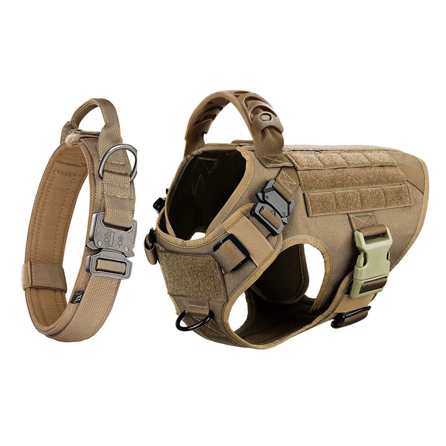 Nylon Dog Harness And Collar Set, Adjustable Tactical Vest For Outdoor Walking