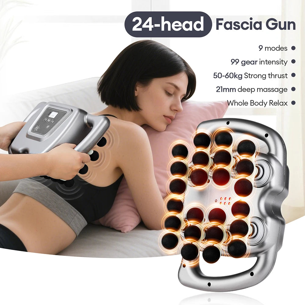 Foreverlily 24 Head Fascia Gun With 9 Modes Auto Massager