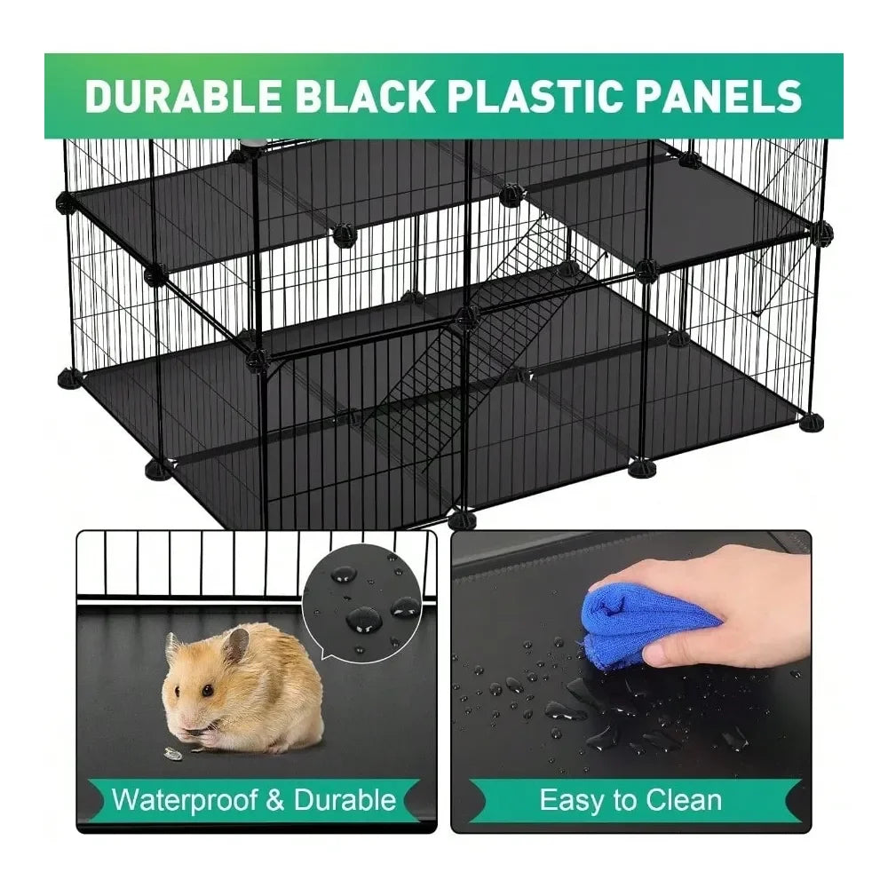 XMSJ Panels Pet Playpen With 2 Doors For Small Animals