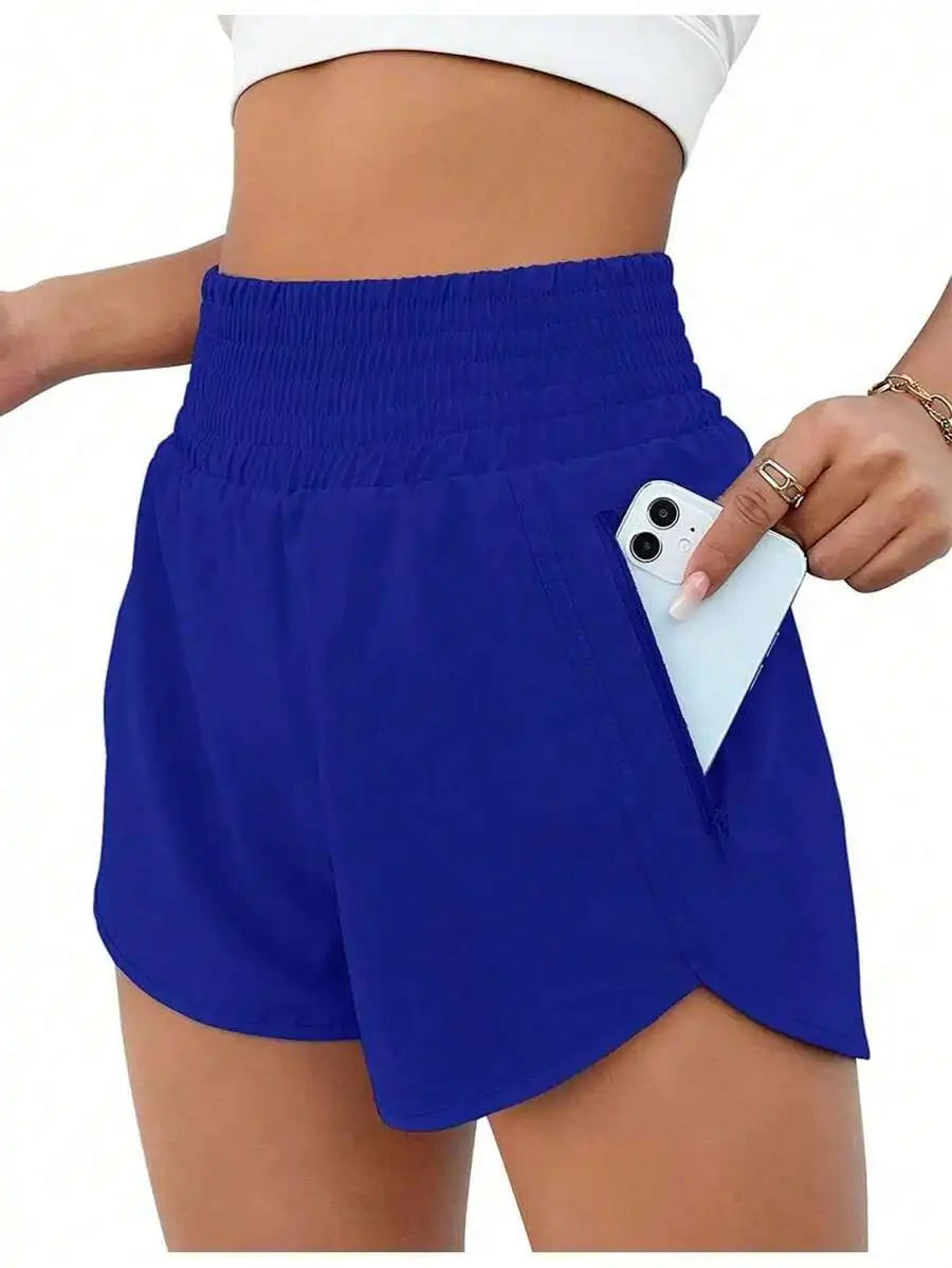 Women's High-Waisted Quick-Dry Sport Shorts With Elastic Waist For Running Yoga