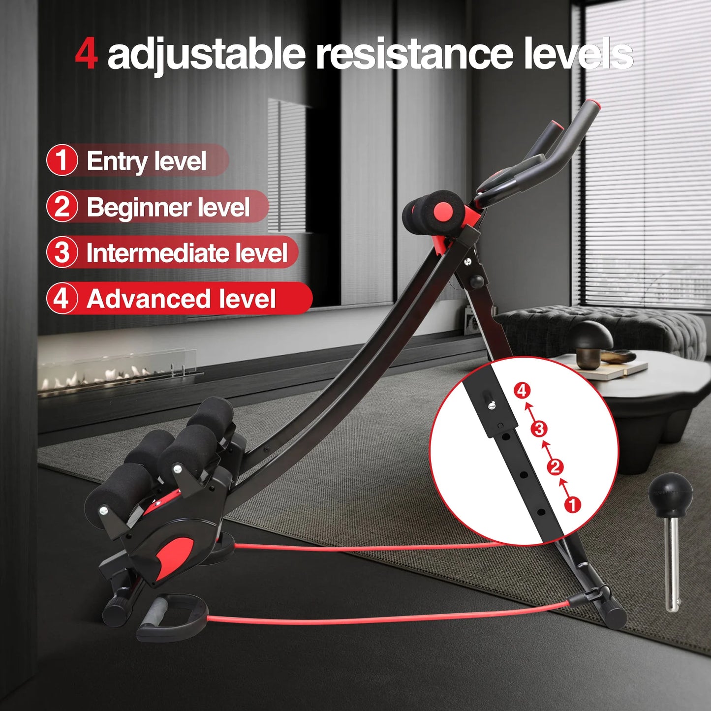 Abdominal Roller Machine With Adjustable Height And Foldable Design