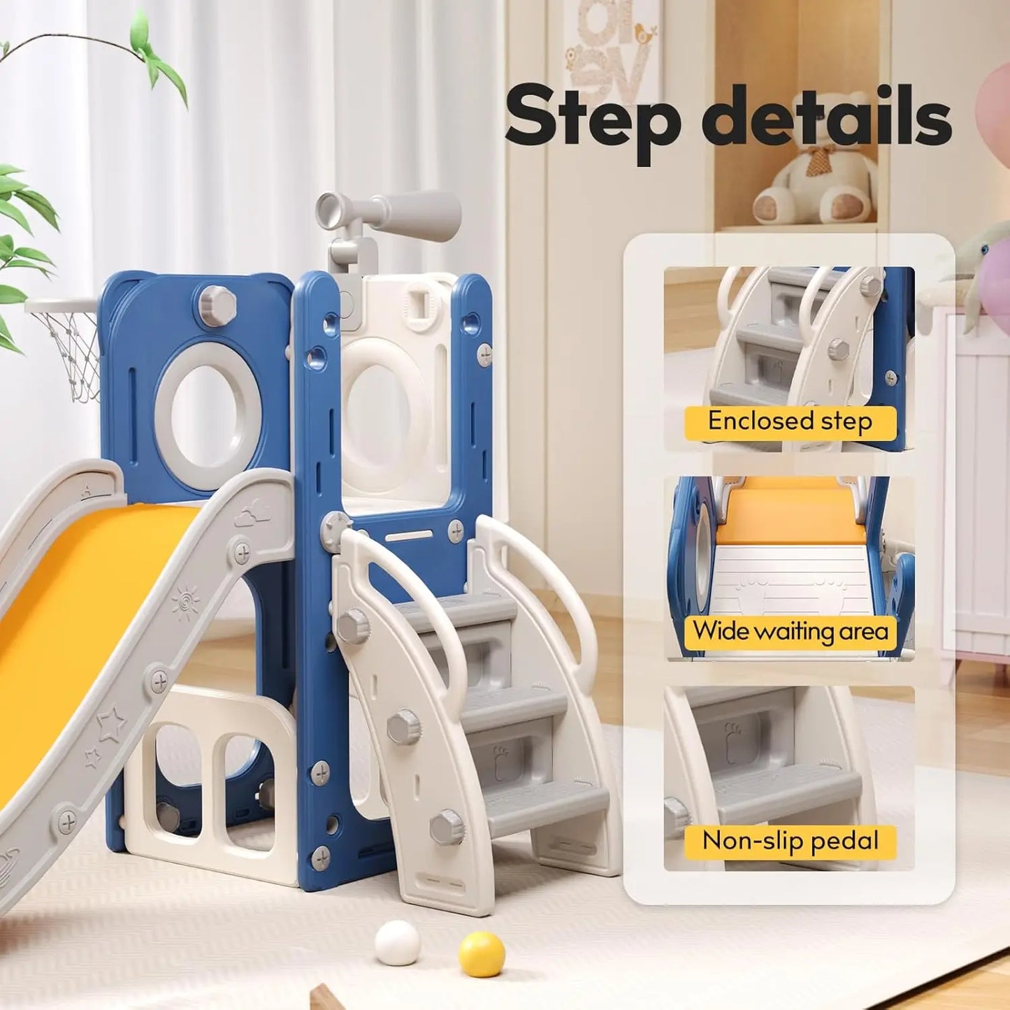 6-In-1 Kids Playset With Slide Hoop And Ring Toss Set