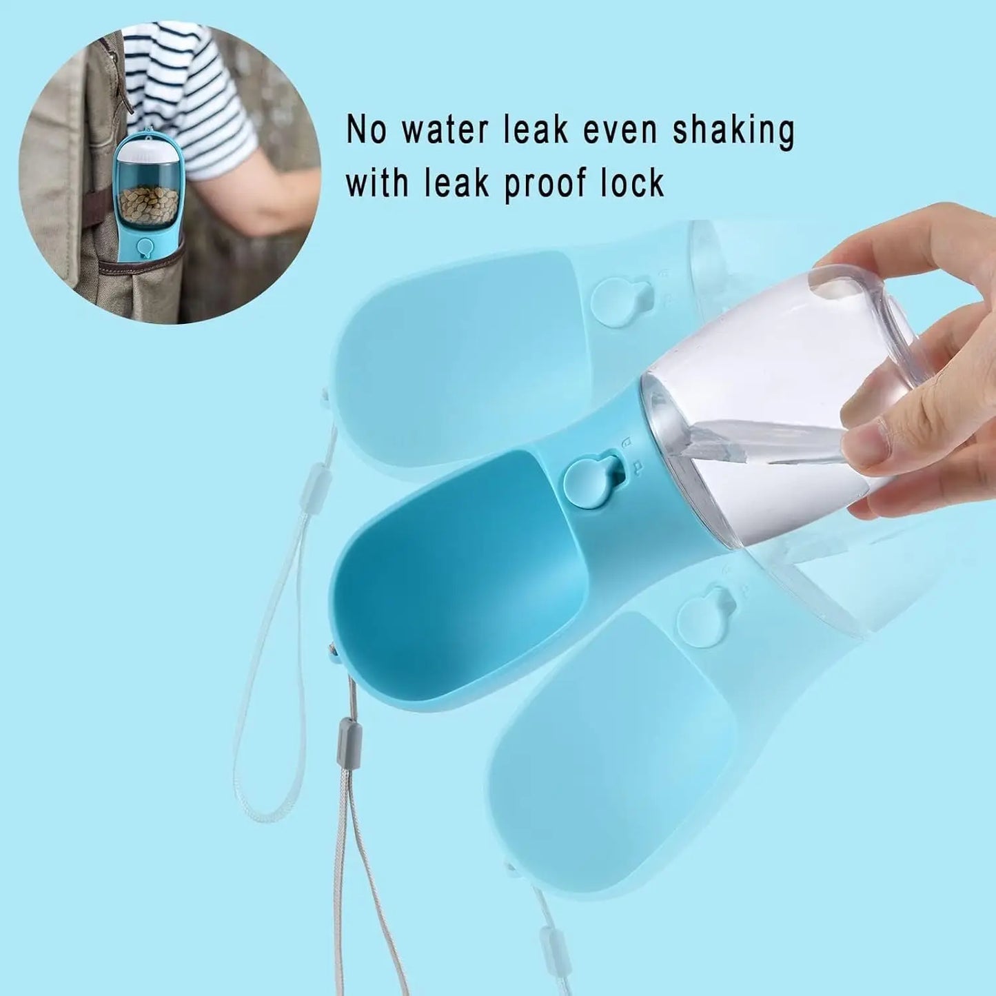 Cibaabo Dog Water Bottle With Food Container Travel Dispenser