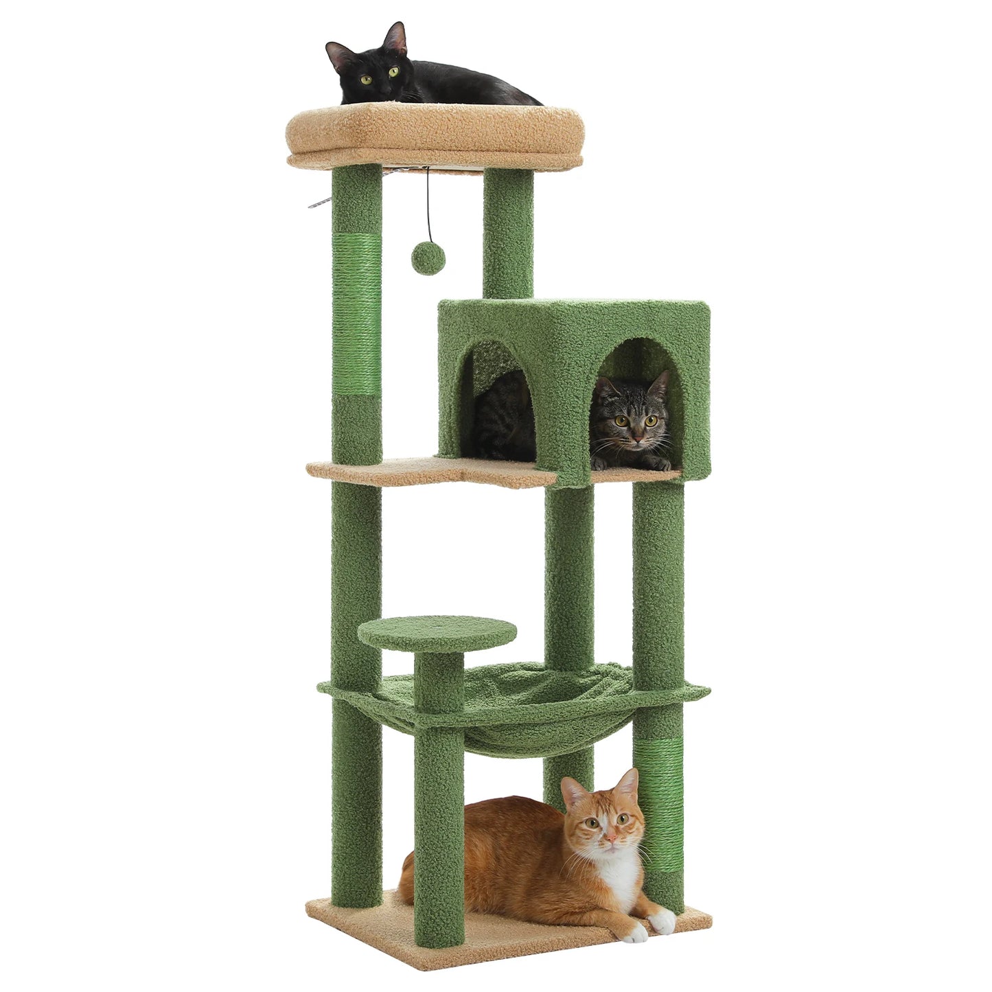 PEQULTI Five-Level Cat Tree Tower With Top Perch And Hammock