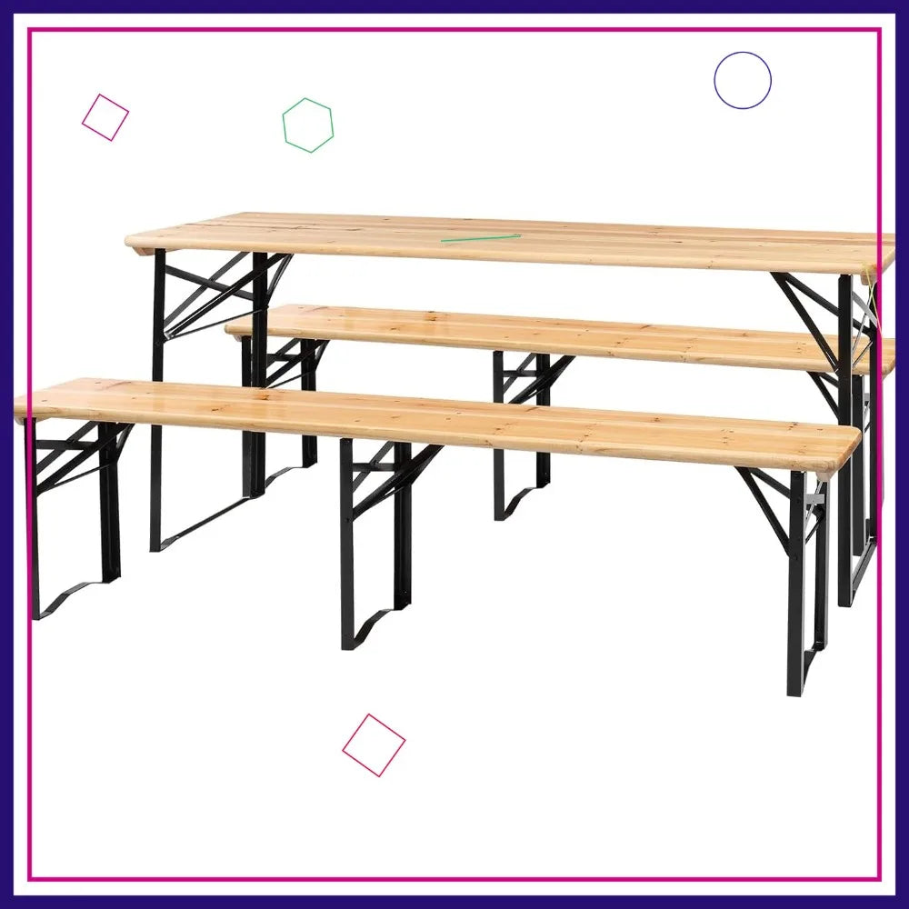 Folding Picnic Table With Benches Weather-Resistant For Outdoor Use