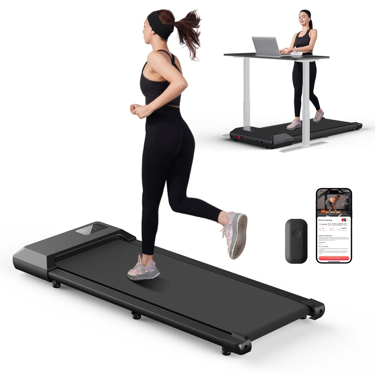 Superun 300lbs Home Treadmill 2in1 Walking Running Machine