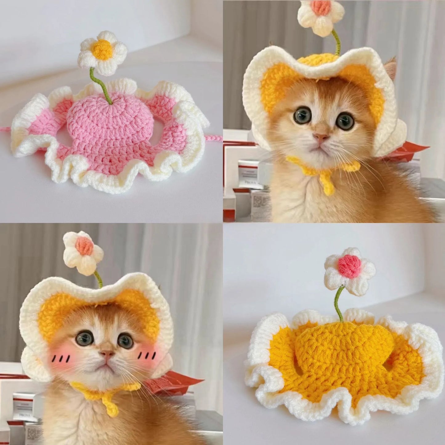 Pawstrip Flower Design Adjustable Cat Hat For Cats And Dogs
