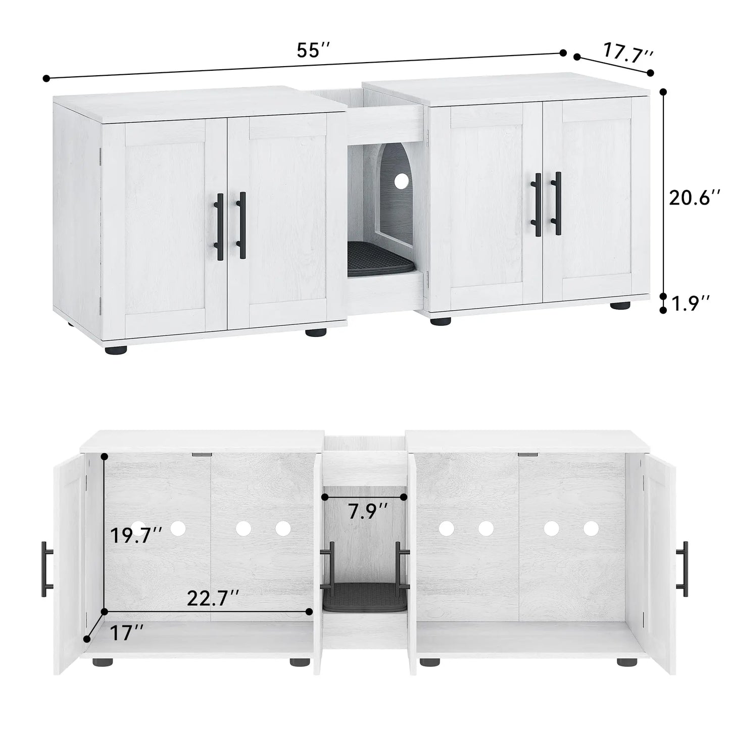 HiMISS Litter Box Enclosure For Two Cats Hidden Cat Villa