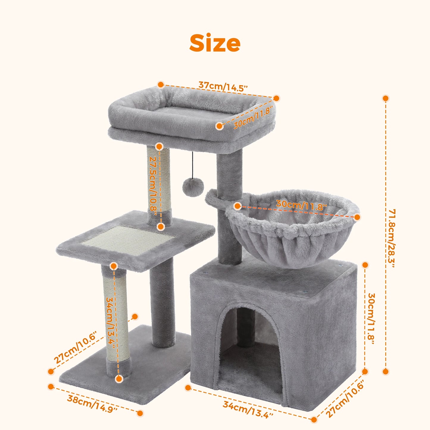 Premium PAWZ Road Cat Tree Tower With Scratching Posts