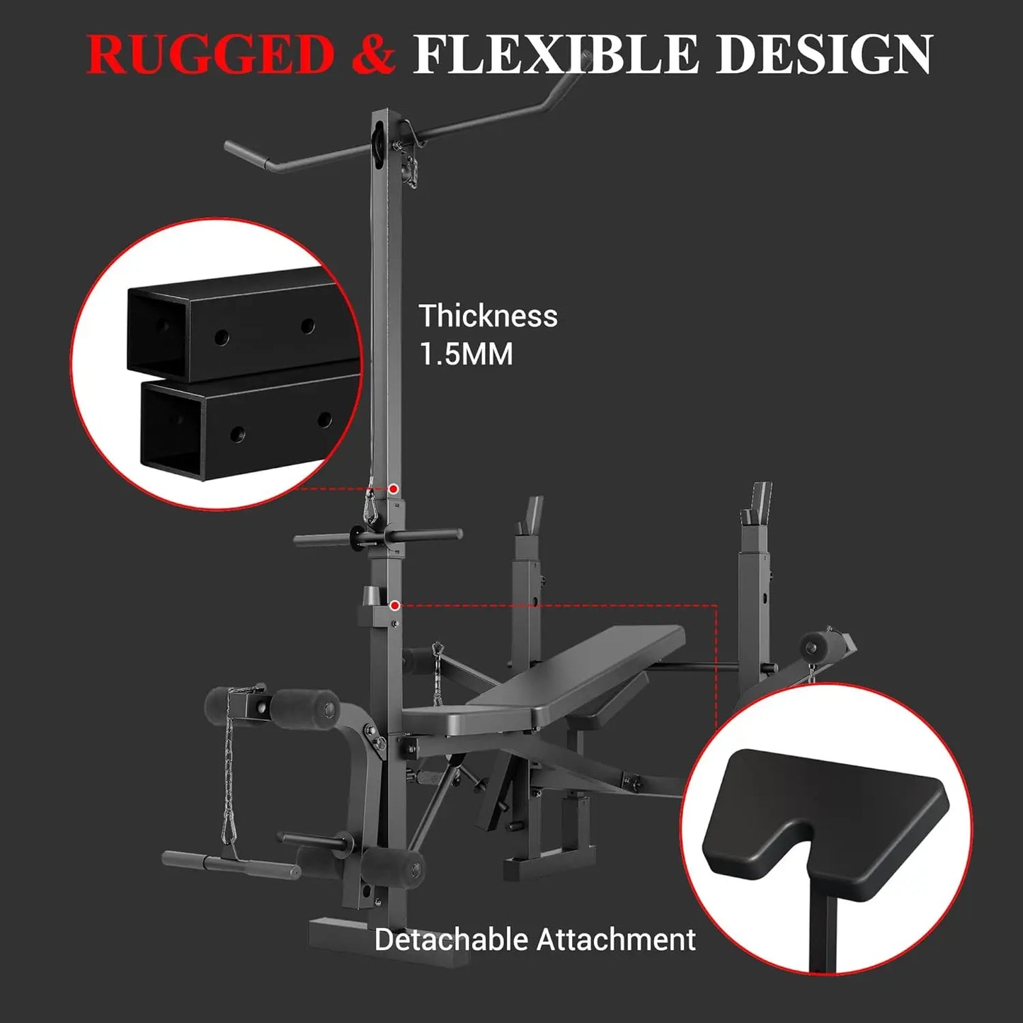 HiMISS Foldable Weight Bench With Leg Extension For Home Gym