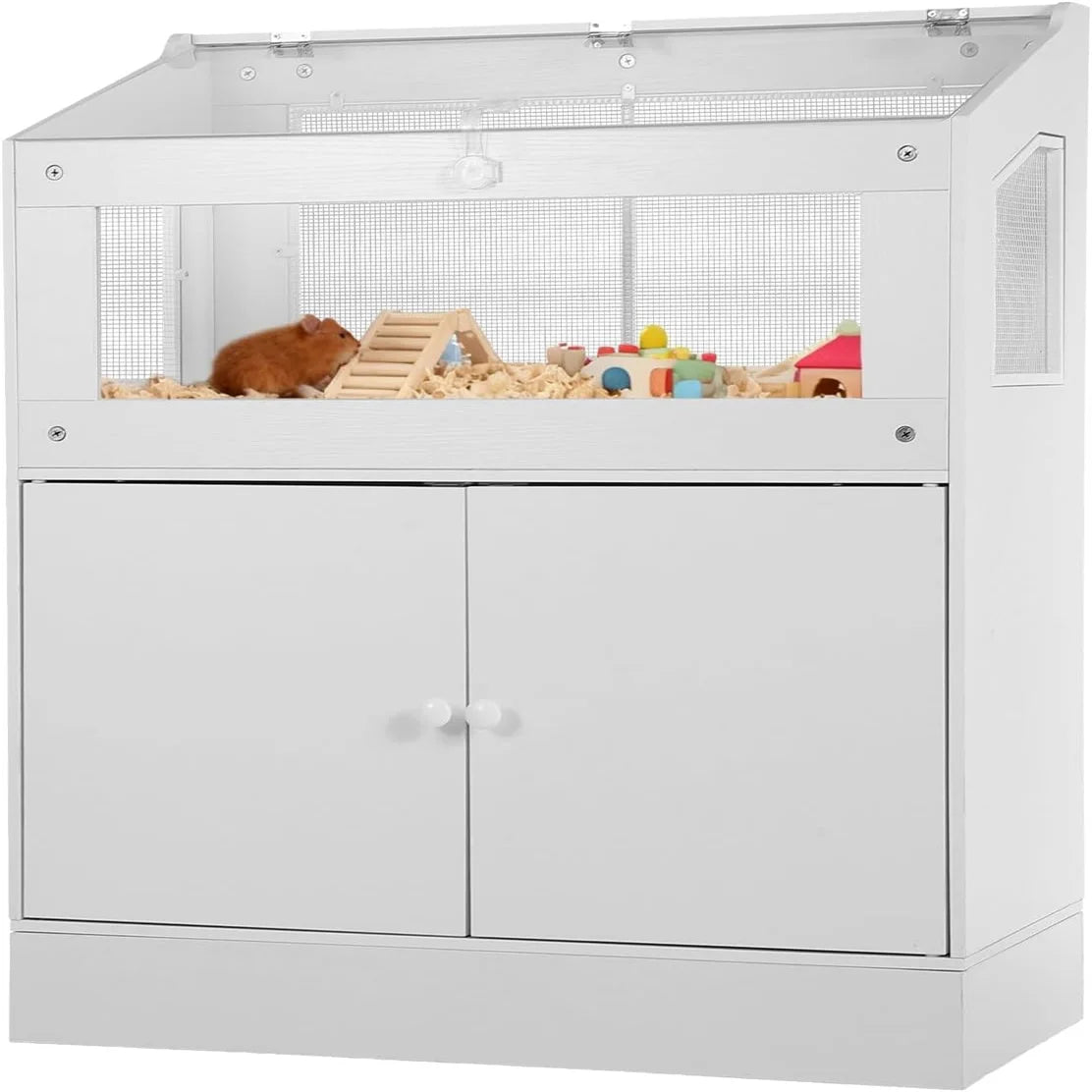 HiMISS Hamster Cage With Storage Cabinet For Small Animals Panels