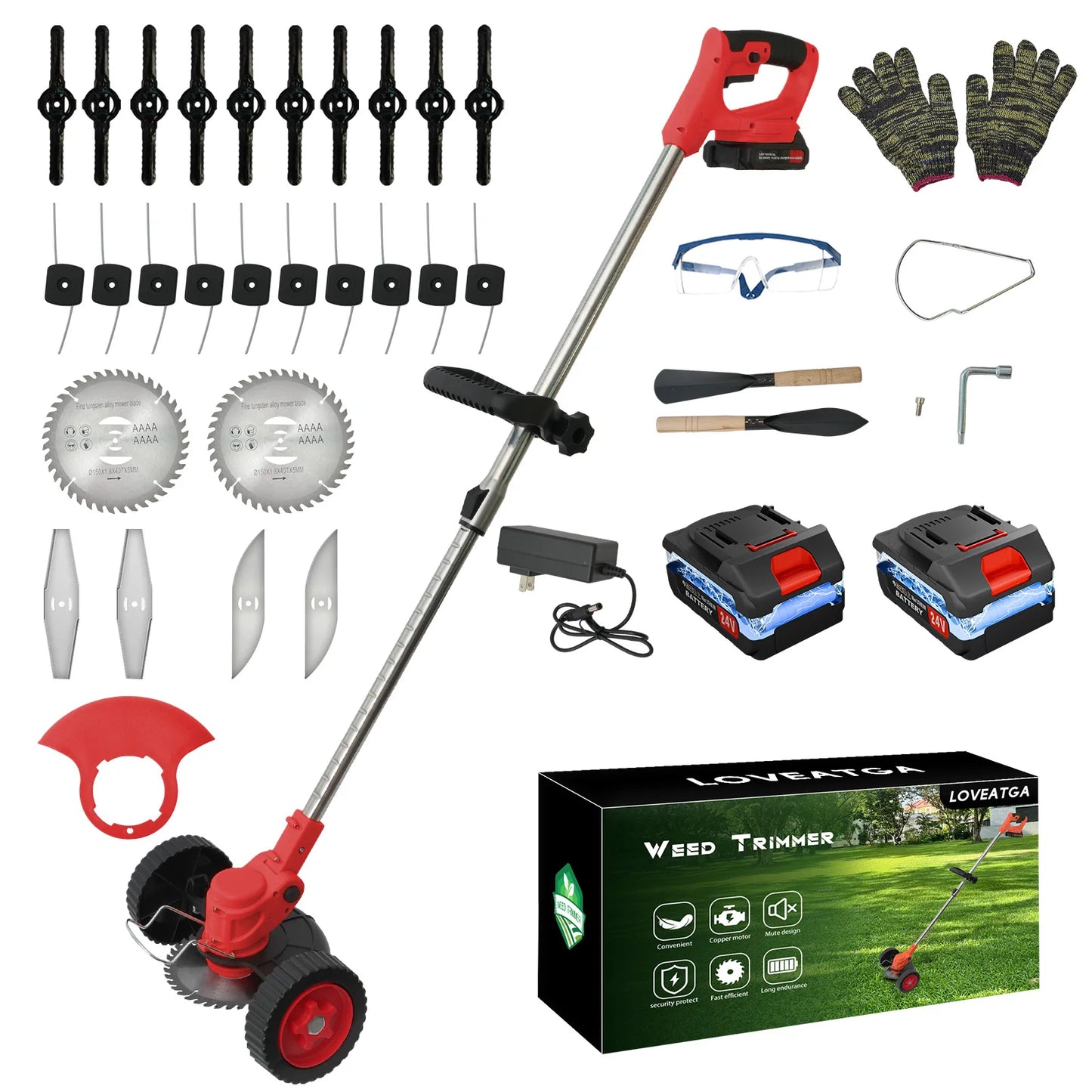 21V Cordless 3-In-1 Grass Trimmer Edger and Mower with Battery