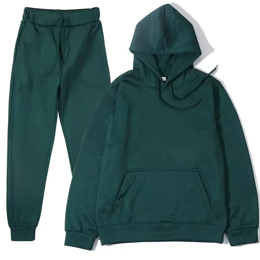Winter Women Tracksuit Two Piece Set Oversized Hoodie Sweatpants