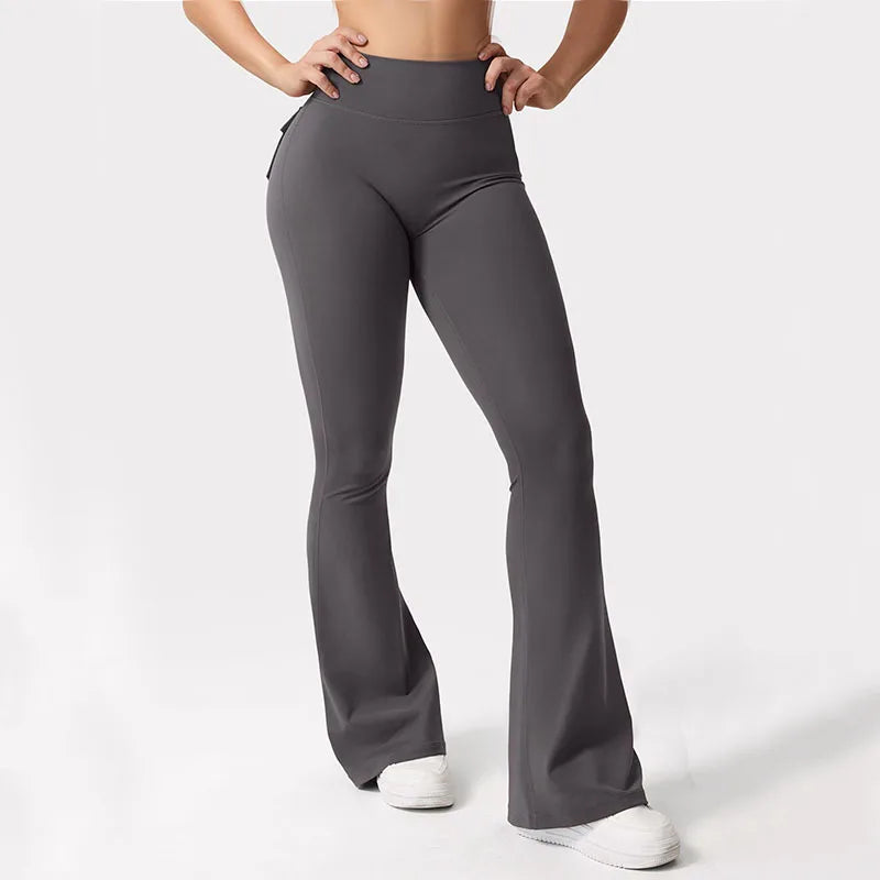 Women's Yoga Flare Trousers With Pockets For Gym And Outdoors
