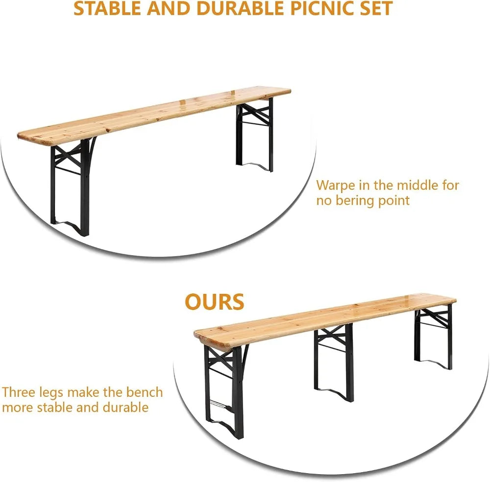 Folding Picnic Table With Benches Weather-Resistant For Outdoor Use